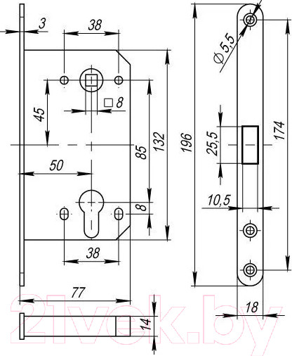 Изображение товара Защелка врезная с фиксацией Rucetti RM1885 SC (матовый хром)