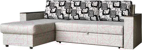 Изображение товара Диван угловой Асмана Фаворит без бара (кубики/рогожка серая/венге)