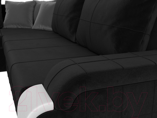 Изображение товара Диван угловой Лига Диванов Николь левый / 102977L (велюр черный/экокожа белый)