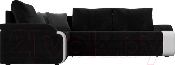 Изображение товара Диван угловой Лига Диванов Николь левый / 102977L (велюр черный/экокожа белый)