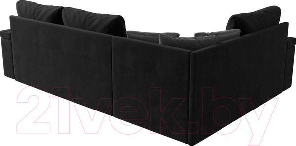 Изображение товара Диван угловой Лига Диванов Николь левый / 102977L (велюр черный/экокожа белый)