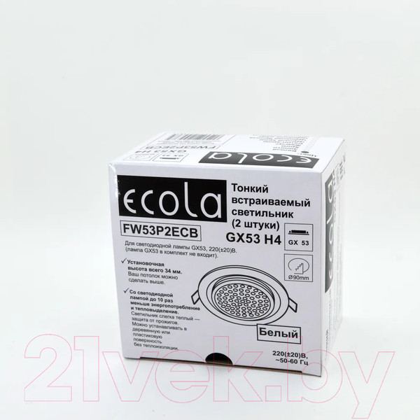 Изображение товара Комплект точечных светильников Ecola GX53 FW53P2ECB (2шт)