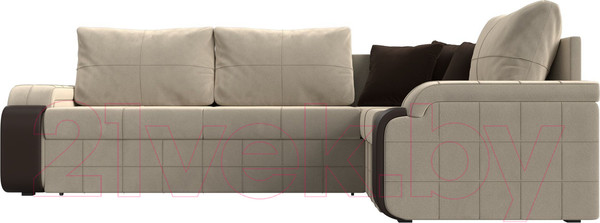 Изображение товара Диван угловой Лига Диванов Николь правый / 29377 (микровельвет бежевый/экокожа коричневый)