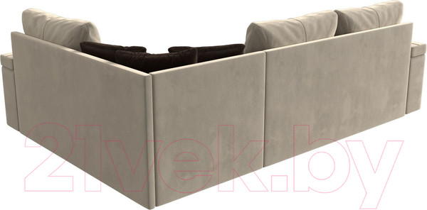 Изображение товара Диван угловой Лига Диванов Николь правый / 29377 (микровельвет бежевый/экокожа коричневый)