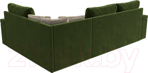 Изображение товара Диван угловой Лига Диванов Николь правый / 29378 (микровельвет зеленый/экокожа бежевый)