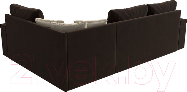 Изображение товара Диван угловой Лига Диванов Николь правый / 29379 (микровельвет коричневый/экокожа бежевый)