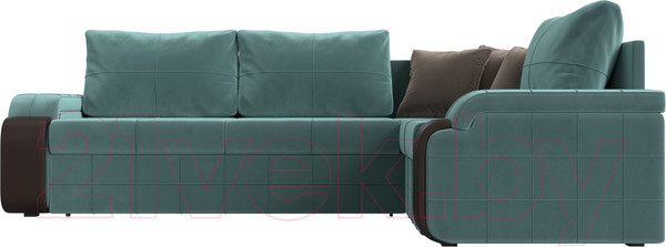 Изображение товара Диван угловой Лига Диванов Николь правый / 102971 (велюр бирюзовый/экокожа коричневый)