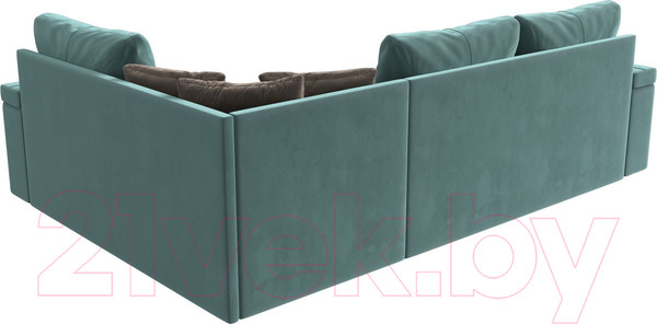 Изображение товара Диван угловой Лига Диванов Николь правый / 102971 (велюр бирюзовый/экокожа коричневый)