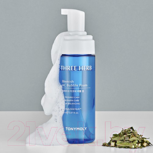 Изображение товара Пенка для умывания Tony Moly Three-Herb Blemish AC Bubble Foam Для проблемной кожи (150мл)