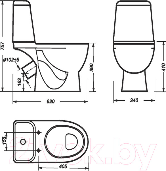 Изображение товара Унитаз напольный Sanita Luxe Max Comfort WC.CC/Max/2-DM/WHT.G/S1 (с сиденьем)