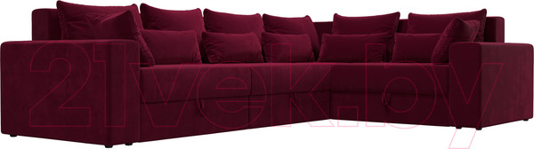 Изображение товара Диван угловой Лига Диванов Майами Long правый / 114888 (микровельвет бордовый)