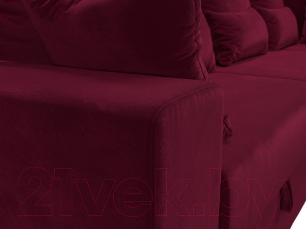 Изображение товара Диван угловой Лига Диванов Майами Long правый / 114888 (микровельвет бордовый)