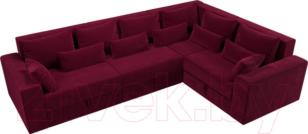 Изображение товара Диван угловой Лига Диванов Майами Long правый / 114888 (микровельвет бордовый)