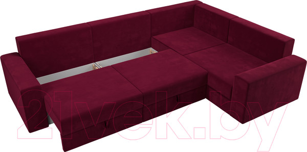 Изображение товара Диван угловой Лига Диванов Майами Long правый / 114888 (микровельвет бордовый)