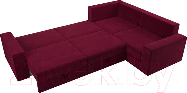 Изображение товара Диван угловой Лига Диванов Майами Long правый / 114888 (микровельвет бордовый)