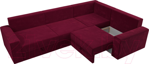 Изображение товара Диван угловой Лига Диванов Майами Long правый / 114888 (микровельвет бордовый)