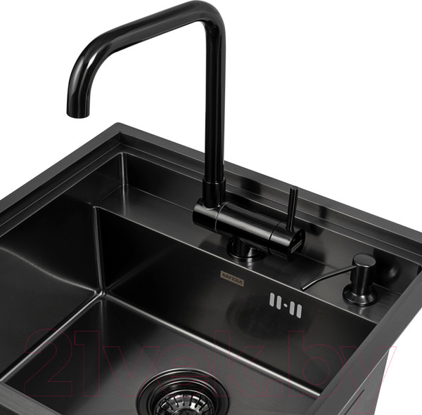 Изображение товара Мойка кухонная со смесителем Arfeka AF PVD Nano 52x49 + AF FSS304 + ZP DS (Black)
