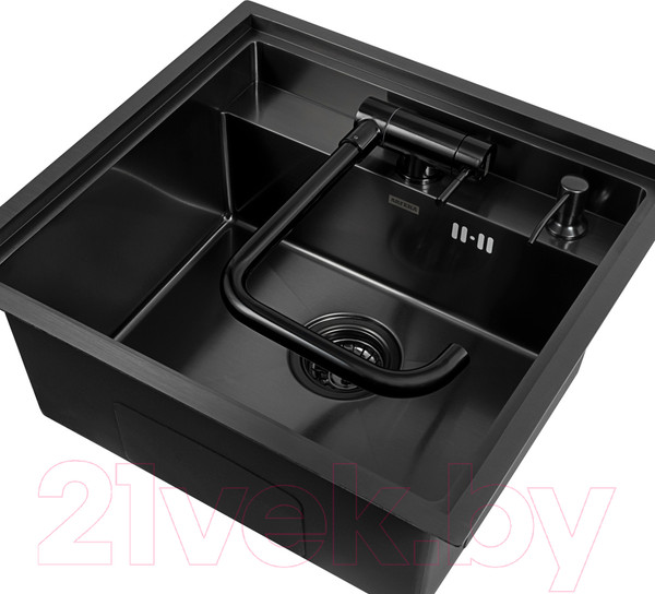 Изображение товара Мойка кухонная со смесителем Arfeka AF PVD Nano 52x49 + AF FSS304 + ZP DS (Black)