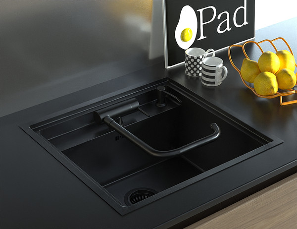 Изображение товара Мойка кухонная со смесителем Arfeka AF PVD Nano 52x49 + AF FSS304 + ZP DS (Black)