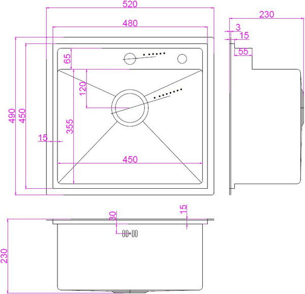 Изображение товара Мойка кухонная со смесителем Arfeka AF PVD Nano 52x49 + AF FSS304 + ZP DS (Black)