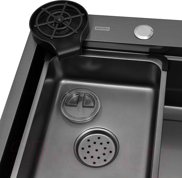 Изображение товара Мойка кухонная со смесителем Arfeka AF PVD Nano 75x46 (черный)