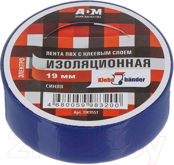Изображение товара Изолента Klebebander ПВХ 19ммx10м / ТIK955Т/200/5 (синий)
