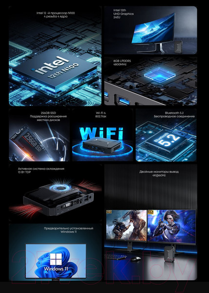 Изображение товара Неттоп Chuwi HeroBox (N100/8GB/256GB/Win11Pro)