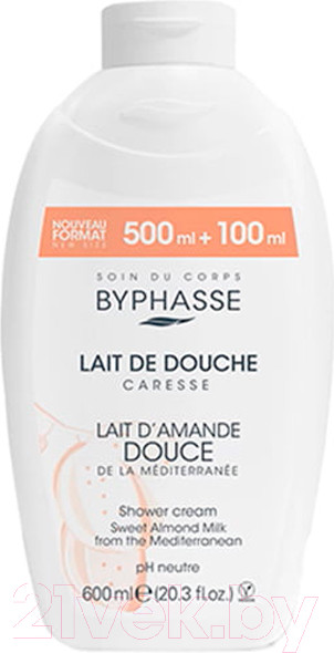 Изображение товара Гель для душа Byphasse Caresse Миндальное Молочко (600мл)