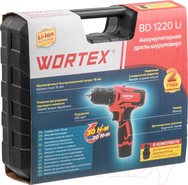 Изображение товара Аккумуляторная дрель-шуруповерт Wortex BD 1220 Li (1329356)