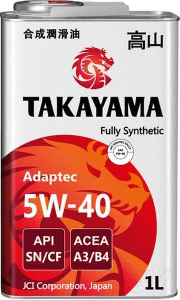 Изображение товара Моторное масло Takayama Adaptec 5W40 A3/B4 SN/CF / 605586 (1л)