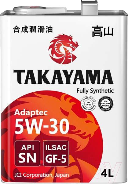 Изображение товара Моторное масло Takayama Adaptec 5W30 ILSAC GF-5 SN / 605585 (4л)