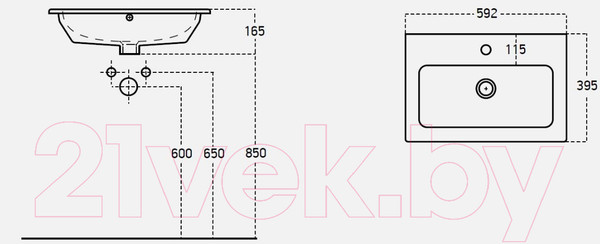 Изображение товара Тумба с умывальником Гамма Р24оФ8/1-У60 Практико-44060 (4812044015089)