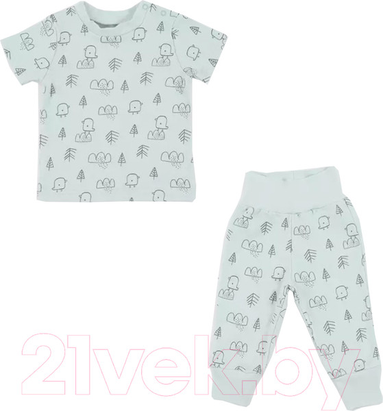 Изображение товара Комплект одежды для малышей MOWbaby Birds / 2-82 (голубой, р.68)