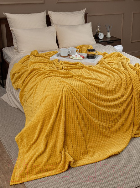 Изображение товара Плед TexRepublic Deco Кубики Фланель 150x200 / 93424 (желтый)