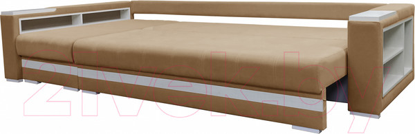 Изображение товара Диван угловой Bobrovmebel Влада 8.2тнц(п) + левый ТНЦ + полка и пенал (микровелюр симпл 42 бежевый)