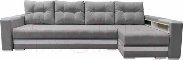 Изображение товара Диван угловой Bobrovmebel Влада 8.2тнц(п) + правый ТНЦ + полка и пенал (микровелюр симпл 30 светло-серый)