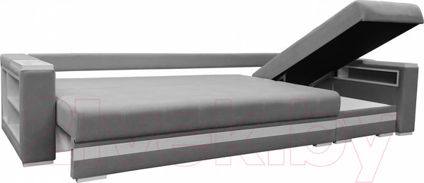 Изображение товара Диван угловой Bobrovmebel Влада 8.2тнц(п) + правый ТНЦ + полка и пенал (микровелюр симпл 30 светло-серый)