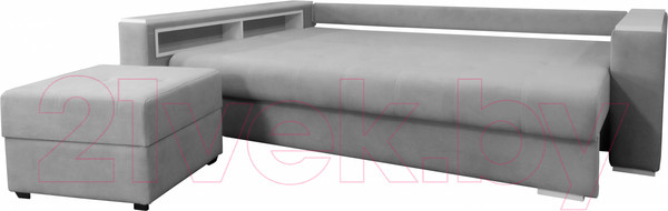 Изображение товара Диван Bobrovmebel Влада 8/2п с пуфом слева (микровелюр симпл 30 светло-серый)
