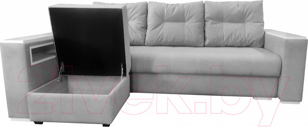 Изображение товара Диван Bobrovmebel Влада 8/2п с пуфом слева (микровелюр симпл 30 светло-серый)