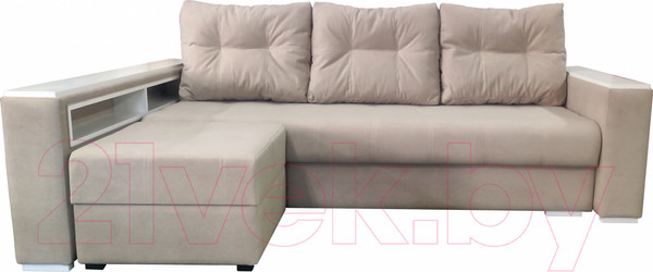 Изображение товара Диван Bobrovmebel Влада 8/2п с пуфом слева (микровелюр симпл 42 бежевый)
