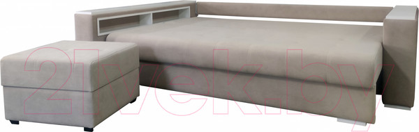 Изображение товара Диван Bobrovmebel Влада 8/2п с пуфом слева (микровелюр симпл 42 бежевый)