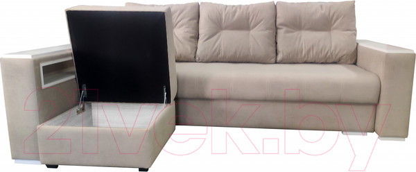 Изображение товара Диван Bobrovmebel Влада 8/2п с пуфом слева (микровелюр симпл 42 бежевый)