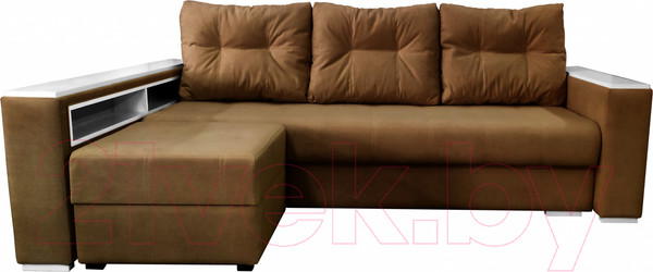 Изображение товара Диван Bobrovmebel Влада 8/2п с пуфом слева (микровелюр симпл 45 коричневый)