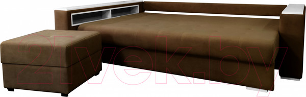 Изображение товара Диван Bobrovmebel Влада 8/2п с пуфом слева (микровелюр симпл 45 коричневый)