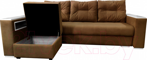 Изображение товара Диван Bobrovmebel Влада 8/2п с пуфом слева (микровелюр симпл 45 коричневый)