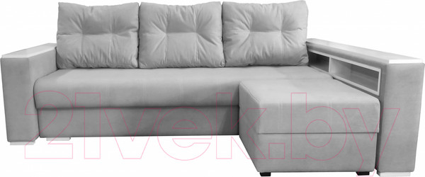Изображение товара Диван Bobrovmebel Влада 8/2п с пуфом справа (микровелюр симпл 30 светло-серый)