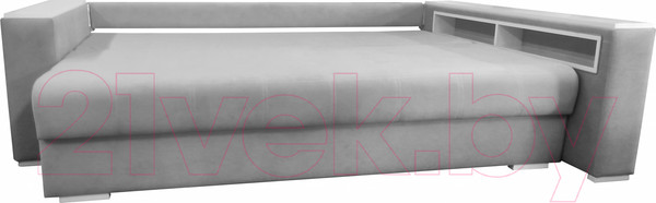 Изображение товара Диван Bobrovmebel Влада 8/2п с пуфом справа (микровелюр симпл 30 светло-серый)