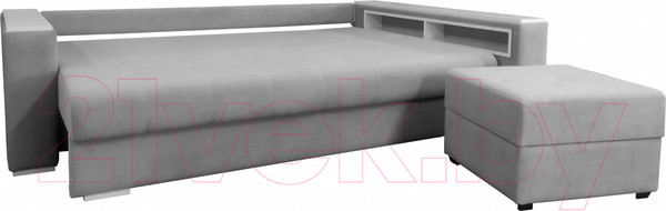 Изображение товара Диван Bobrovmebel Влада 8/2п с пуфом справа (микровелюр симпл 30 светло-серый)
