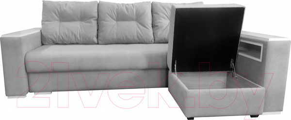 Изображение товара Диван Bobrovmebel Влада 8/2п с пуфом справа (микровелюр симпл 30 светло-серый)