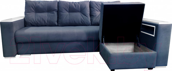 Изображение товара Диван Bobrovmebel Влада 8/2п с пуфом справа (микровелюр симпл 54 серый)